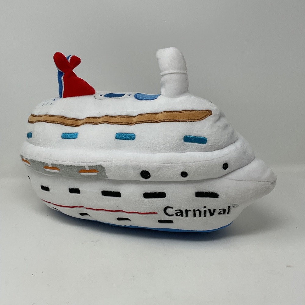 Carnival Cruise Line Plush Toy Ship Souvenir White Red Blue 12 Inch